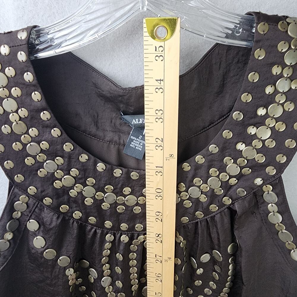 Alfani Shift Dress Size 2 Brown Metal Embellishments Lined Sleeveless - Picture 4 of 10